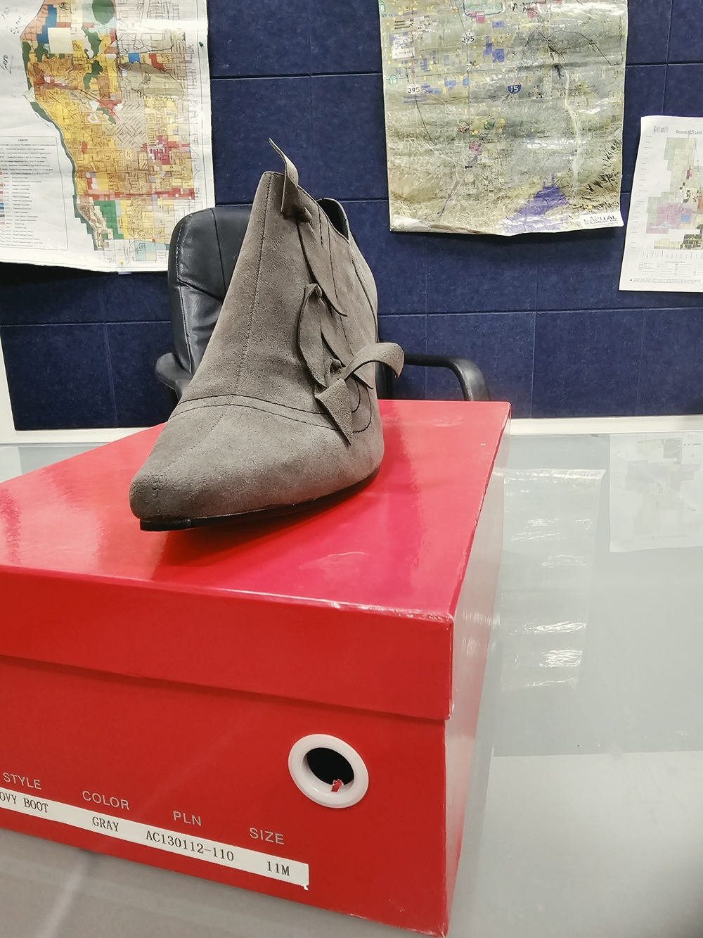Gray Suede Women's Ankle Bootie with Side Bow